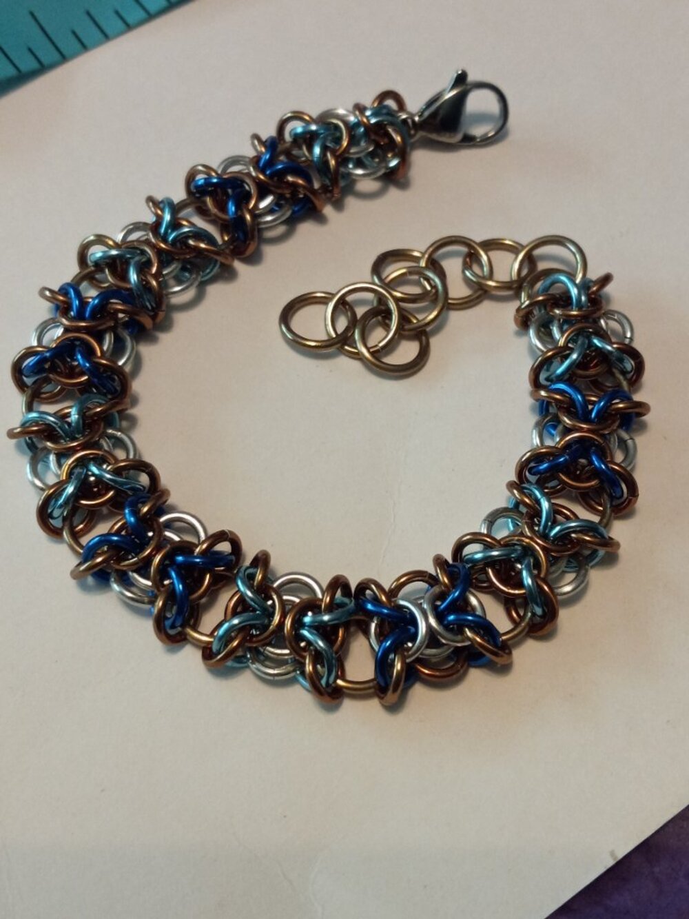 Blue & Brown Orc Weave Chain mail bracelet